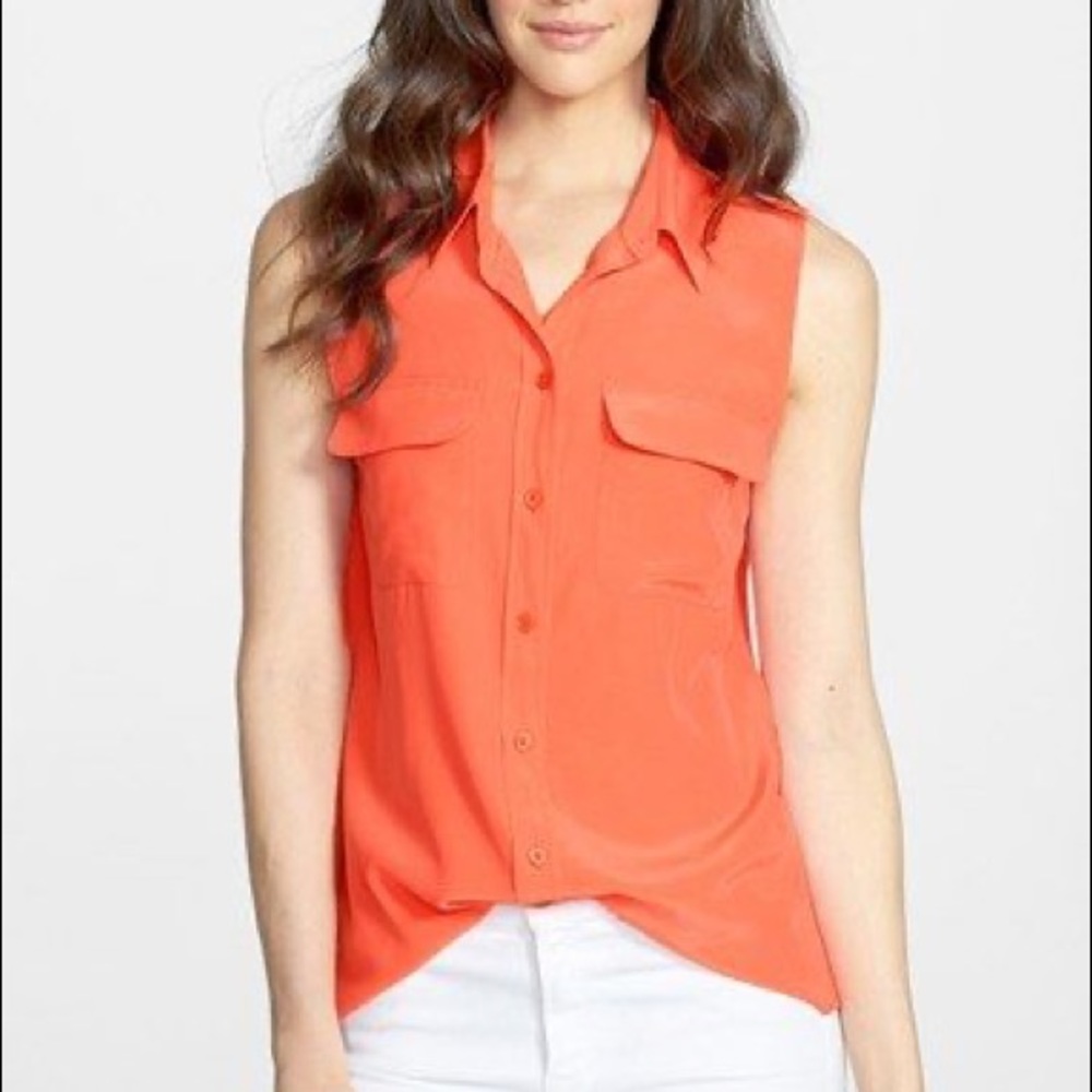 Equipment 100% silk coral tunic